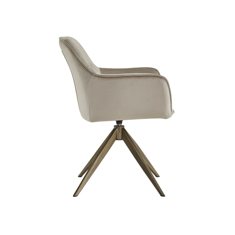 Richmond Interiors Aline Swivel Chair in Khaki Velvet - Image 4