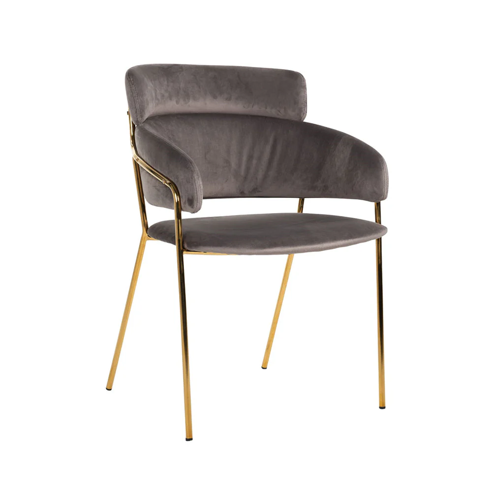 Richmond Interiors Angelica Stone Velvet Steel-Framed Chair - Excess Stock