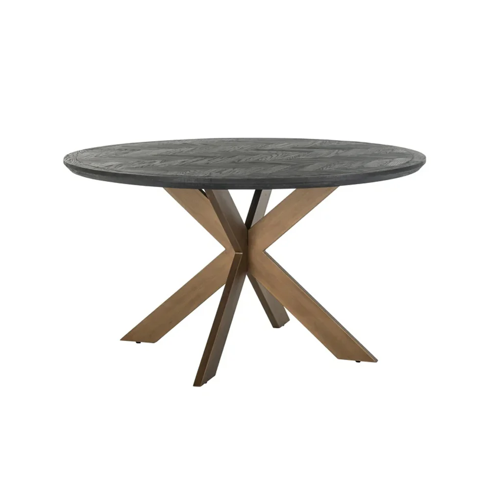 Richmond Interiors Blackbone Round Dining Table – Brass Finish