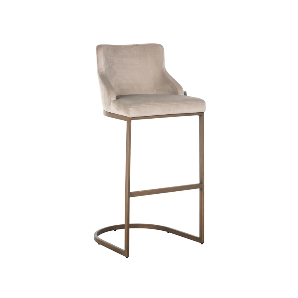 Richmond Interiors Bolton Barstool in Khaki and Brushed Brass - Set of 2 - Image 3