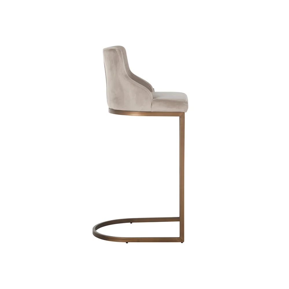 Richmond Interiors Bolton Barstool in Khaki and Brushed Brass - Set of 2 - Image 4