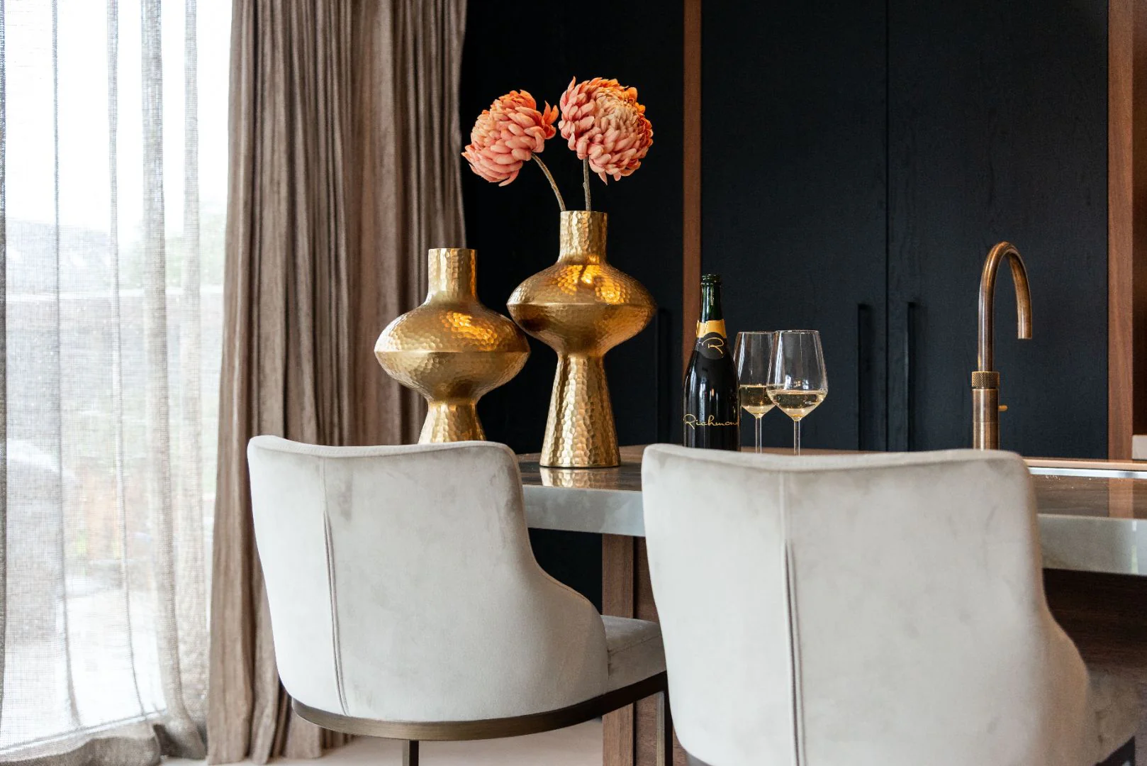 Richmond Interiors Bolton Barstool in Khaki and Brushed Brass - Set of 2 - Image 7