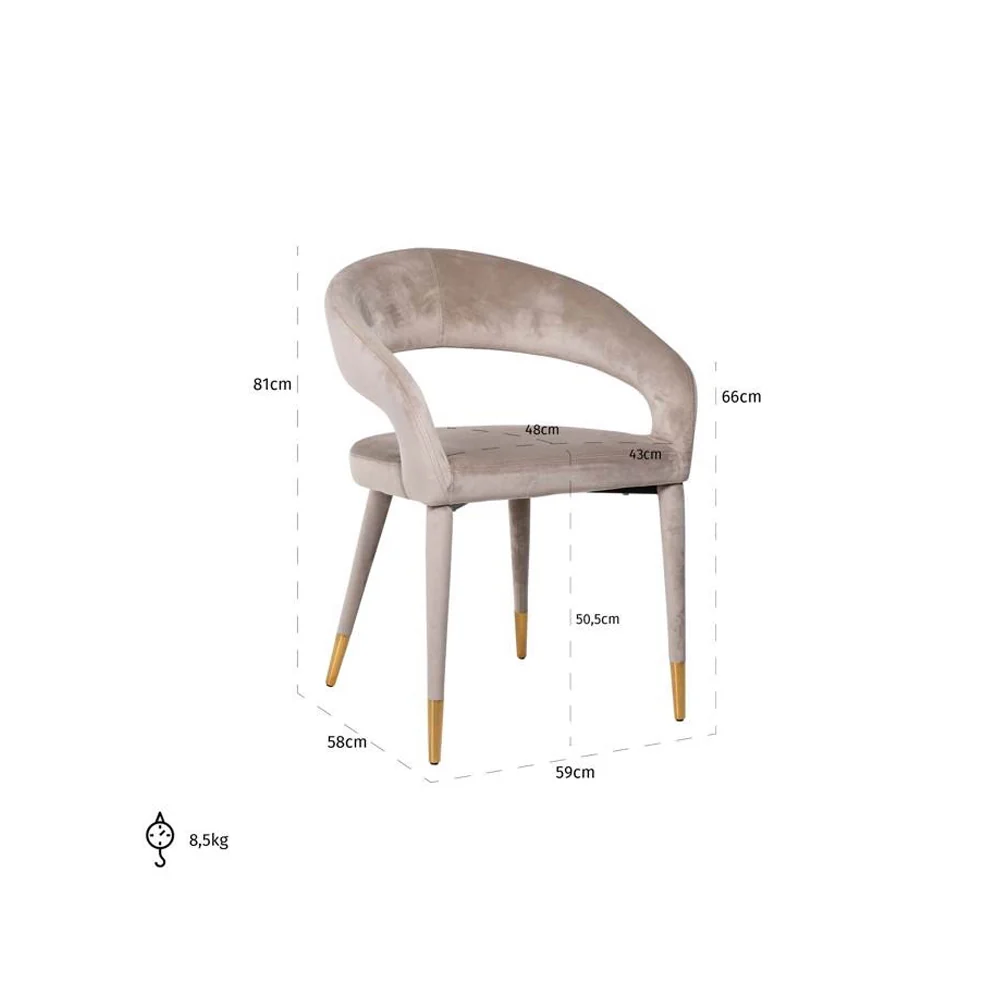 Richmond Interiors Gia Chair in Khaki Velvet - Image 7