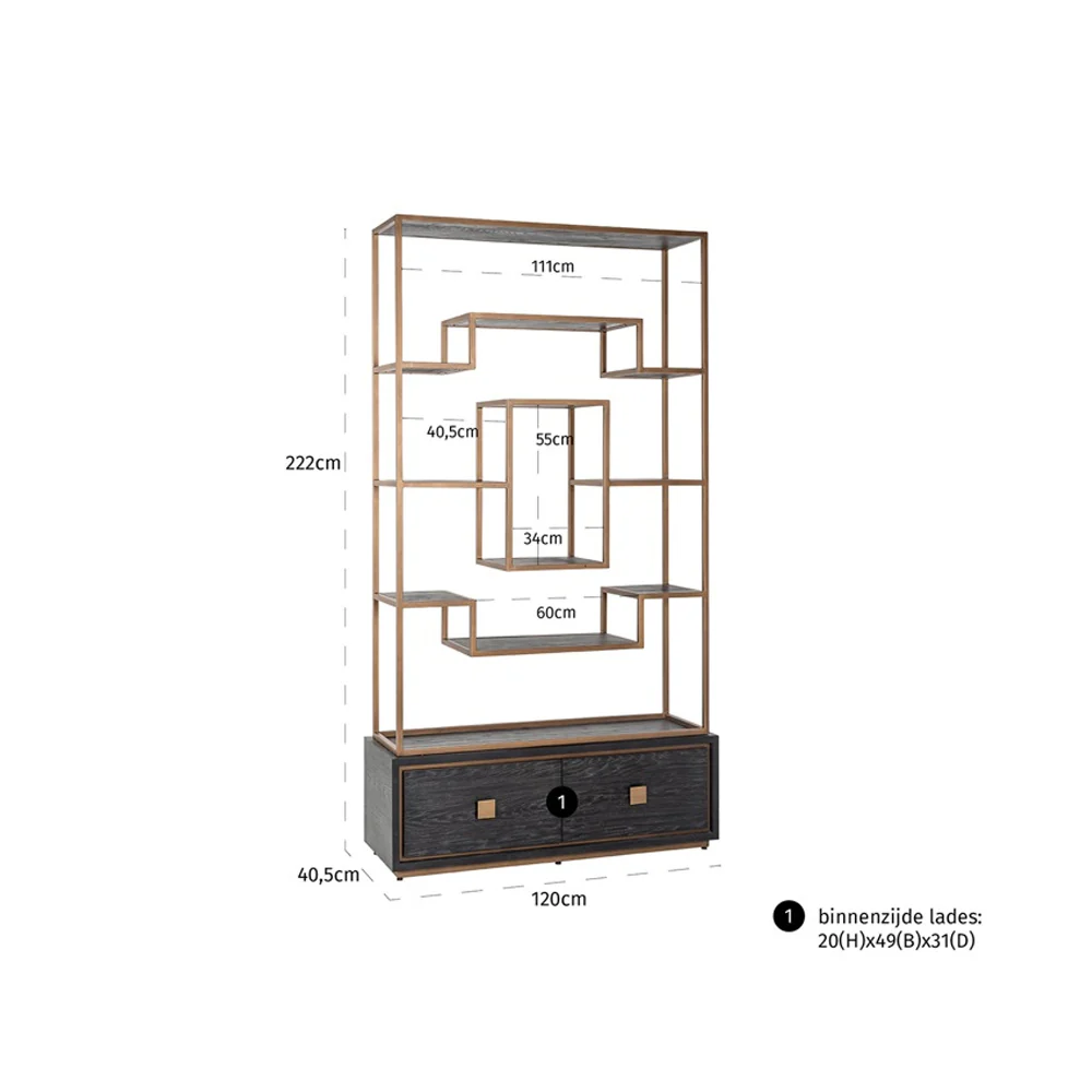 Richmond Interiors Hunter Display Unit with 2 Drawers - Image 5