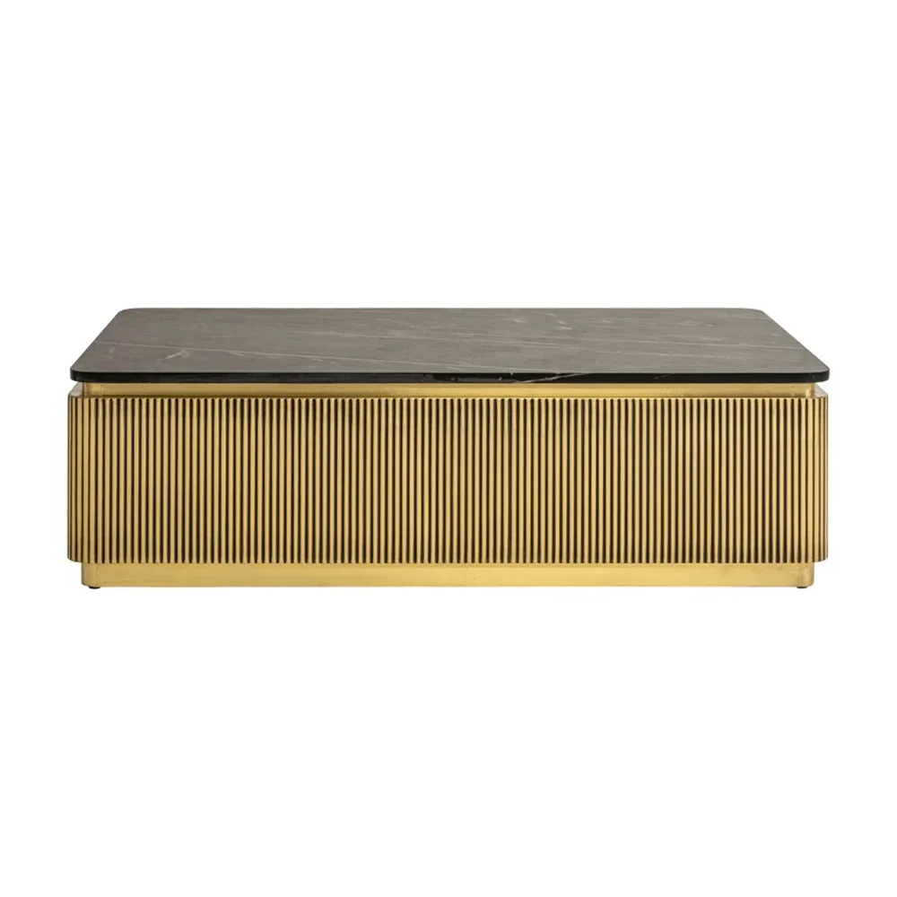 Richmond Interiors Ironville Rectangular Marble Coffee Table