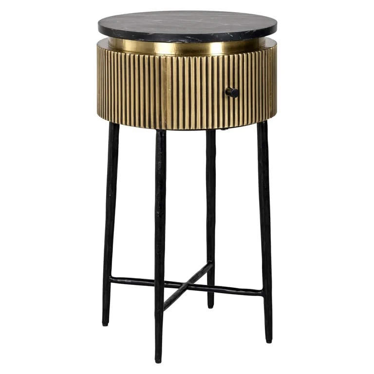 Richmond Interiors Ironville Side Table – One Drawer - Image 2