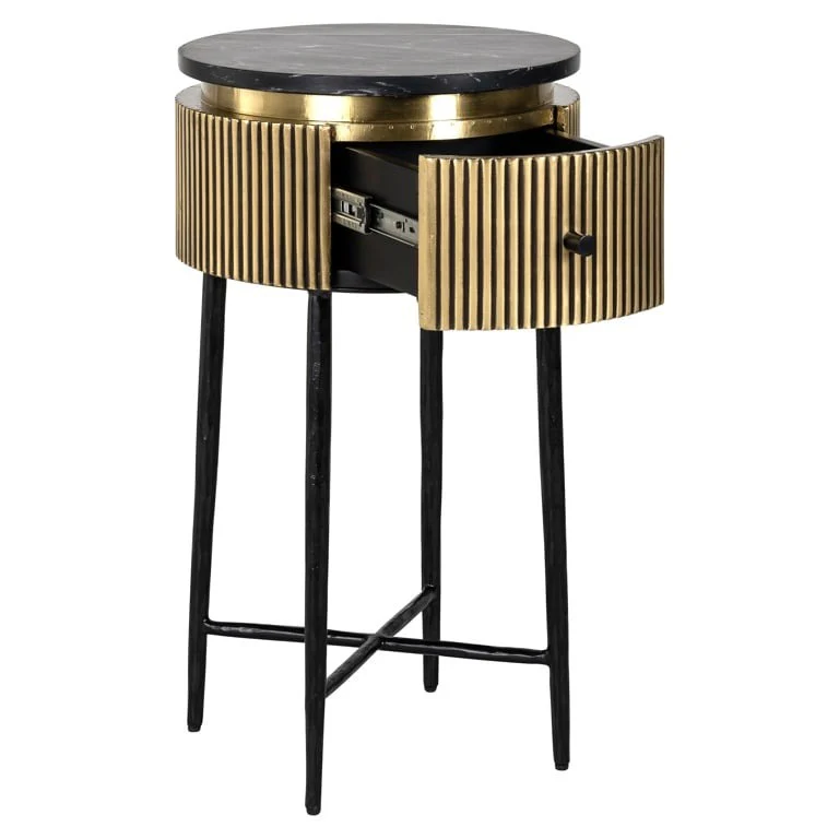 Richmond Interiors Ironville Side Table – One Drawer - Image 4