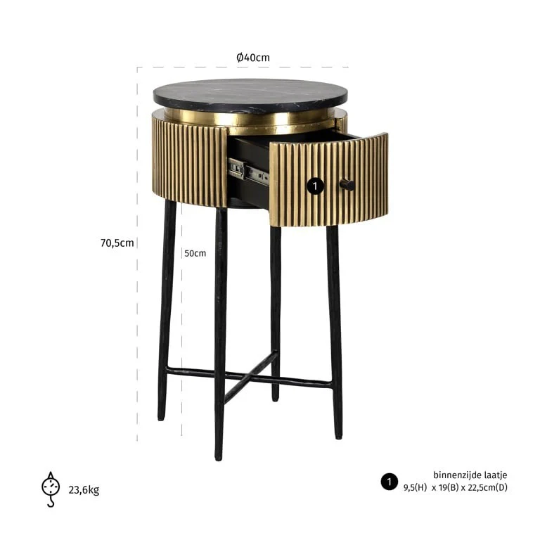 Richmond Interiors Ironville Side Table – One Drawer - Image 5