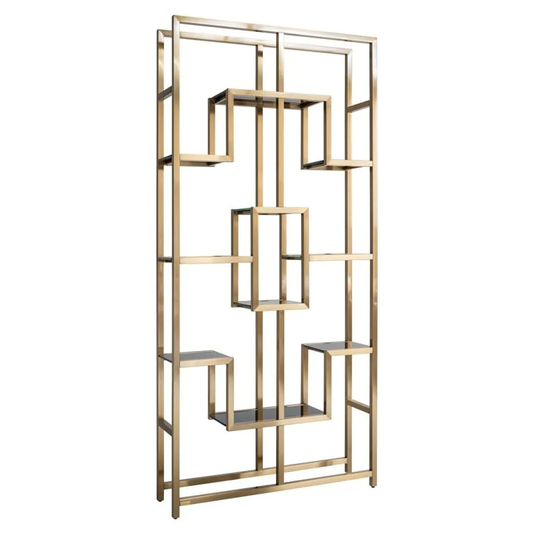 Richmond Interiors Magnus Steel and Glass Display Unit – Brushed Gold - Image 2