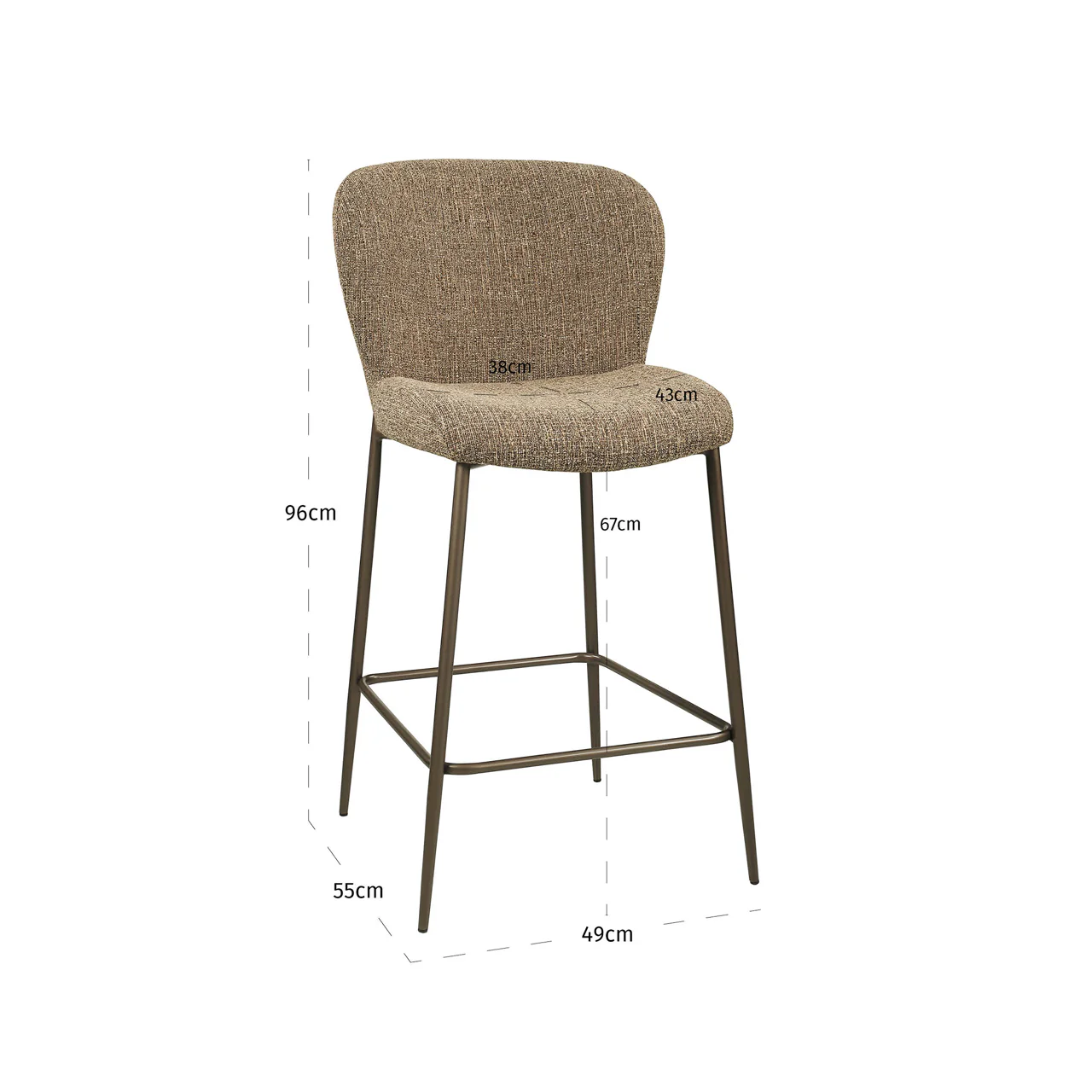 Richmond Interiors Odarby Counter Stool – Brown Tweed - Image 8