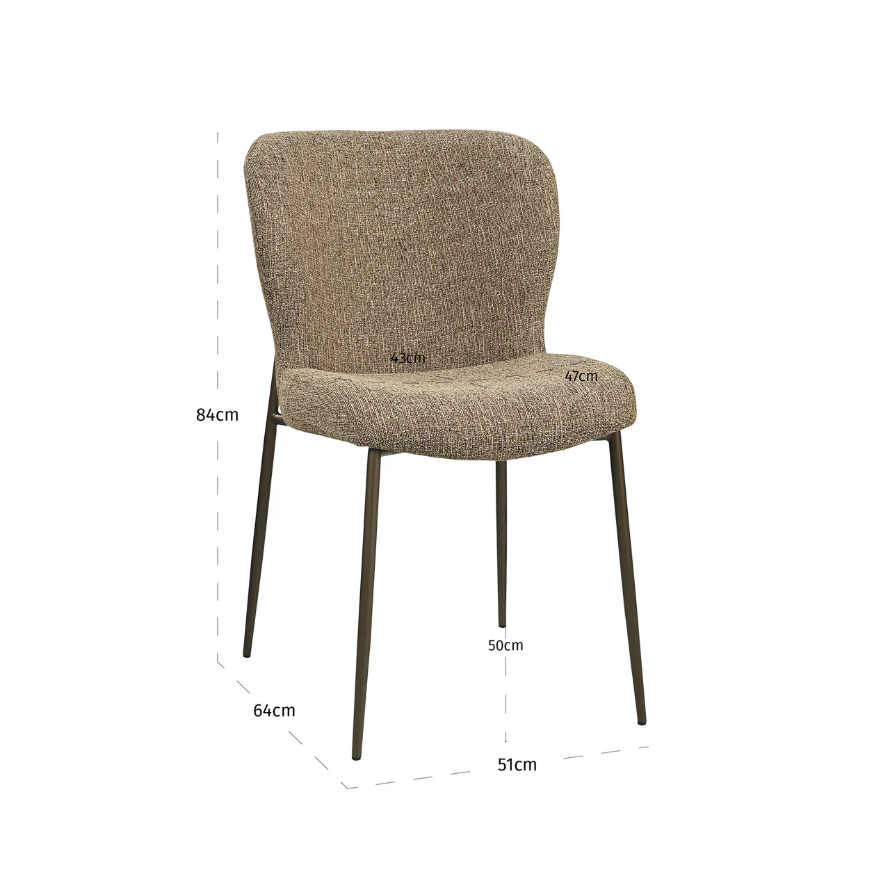 Richmond Interiors Odarby Dining Chair – Brown Tweed – Set of 2 - Image 7