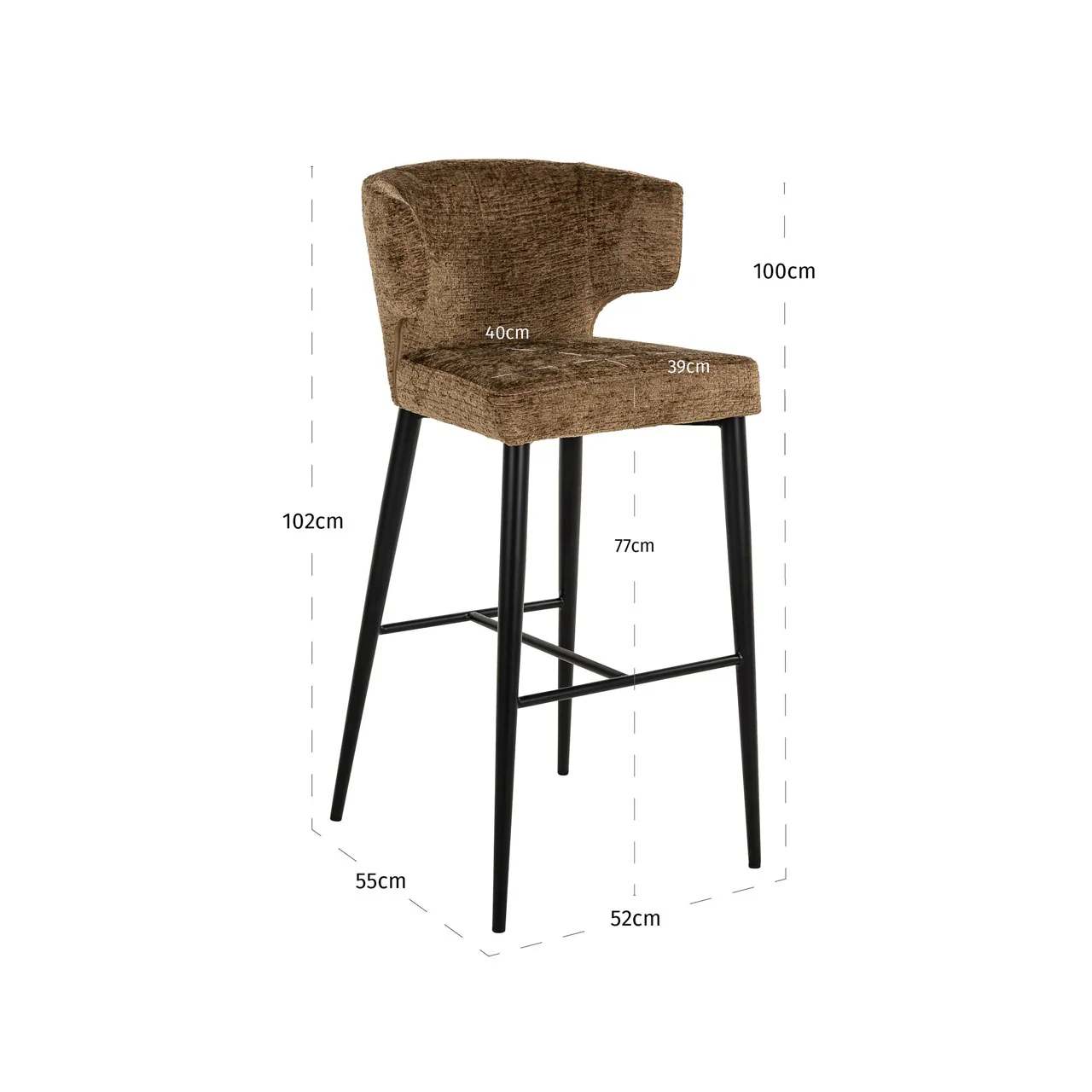 Richmond Interiors Taylor Bar Stool – Brandy Fusion - Image 9