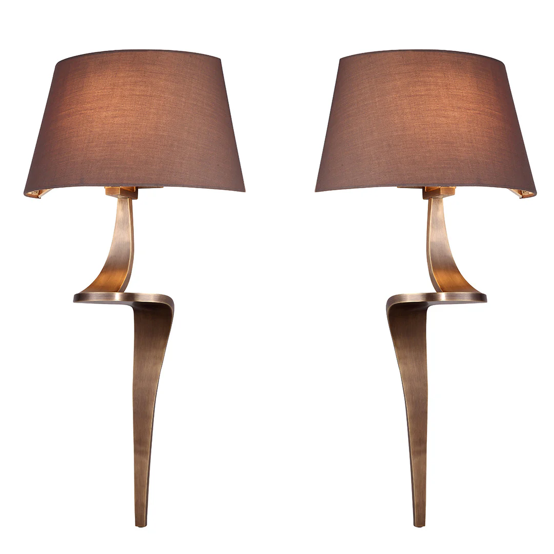 RV Astley Enzo Pair of Wall Lamps – Antique Brass