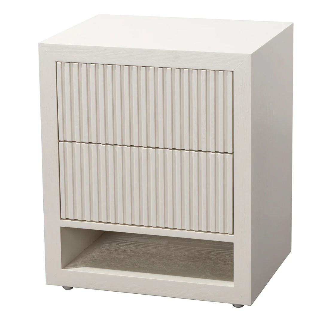 RV Astley Marans 2 Drawer Side Table – White
