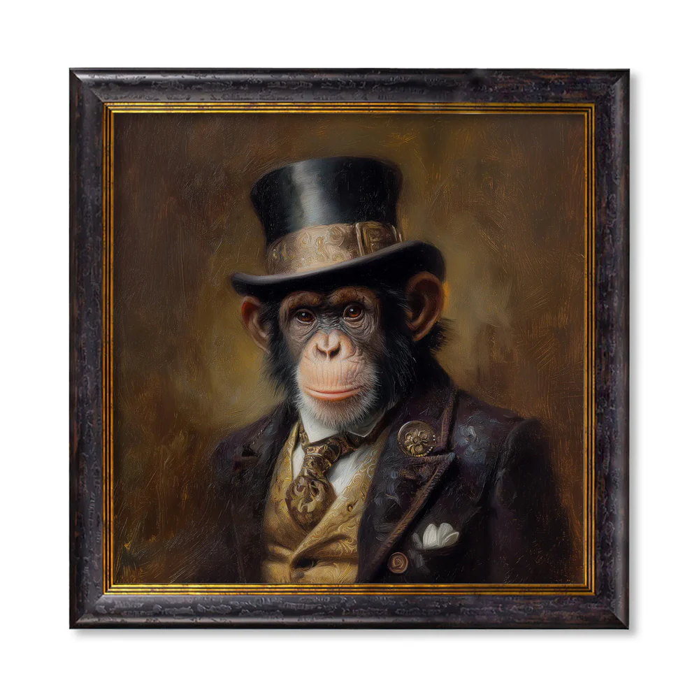 Sir Bananington - Gentleman Chimpanzee – Oxford Square Frame - Image 2