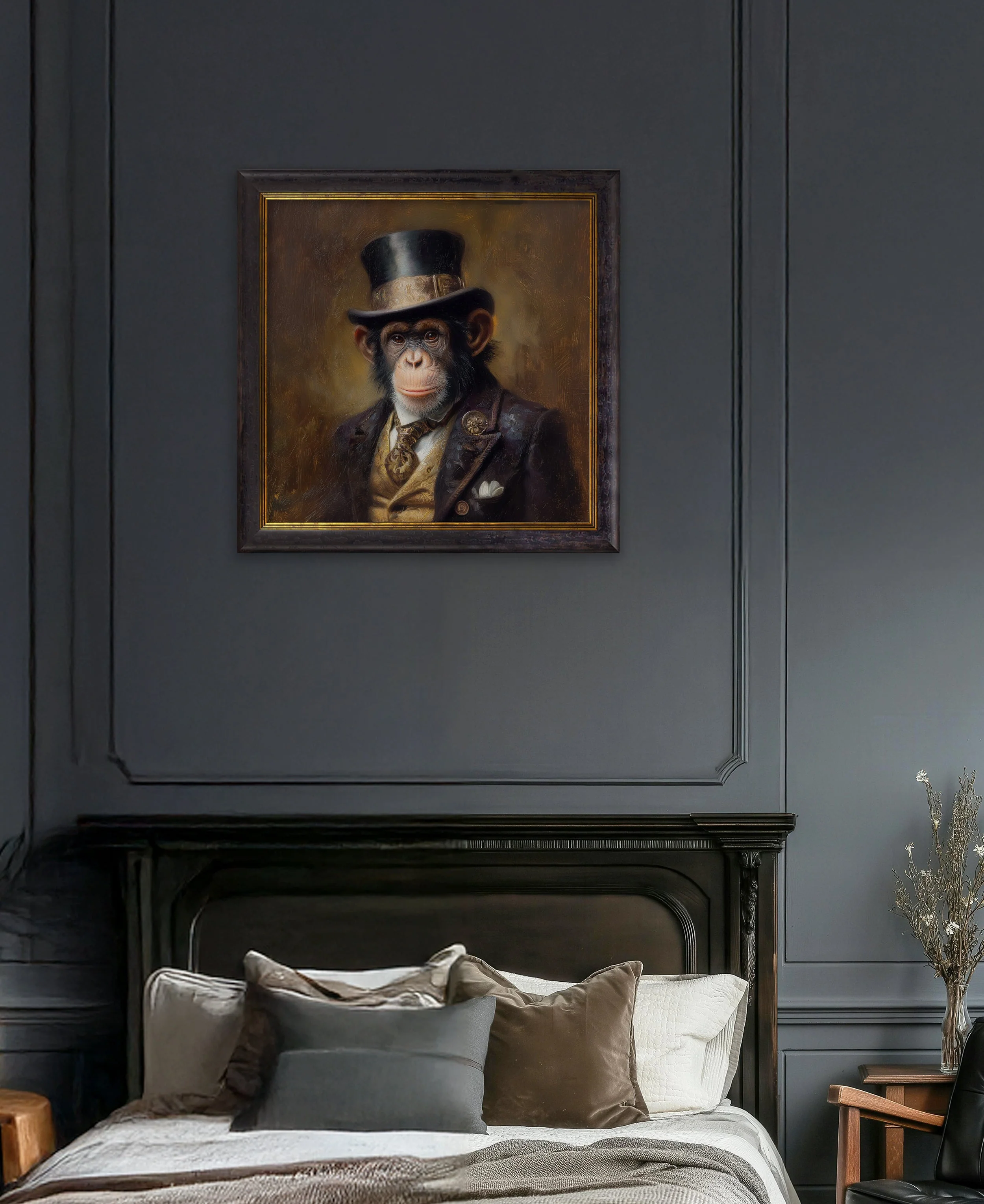 Sir Bananington - Gentleman Chimpanzee – Oxford Square Frame - Image 4