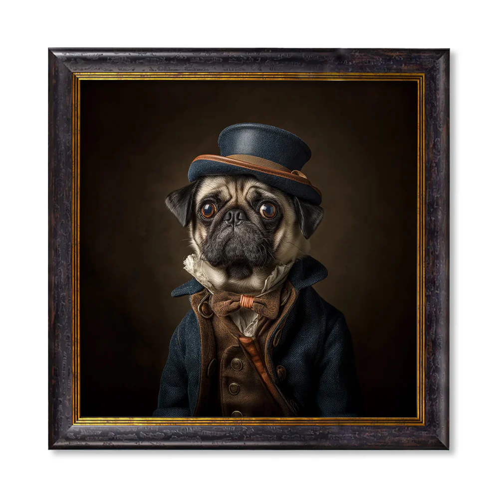 Sir Puggington – Gentleman Pug – Oxford Square Frame - Image 2