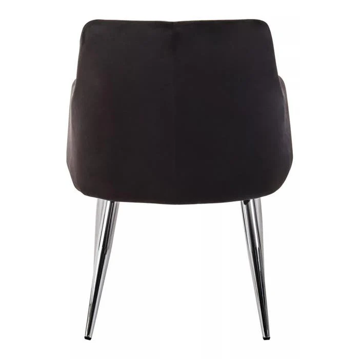 Sophia Dining Chair in Black Velvet and Chrome Metal - Image 4