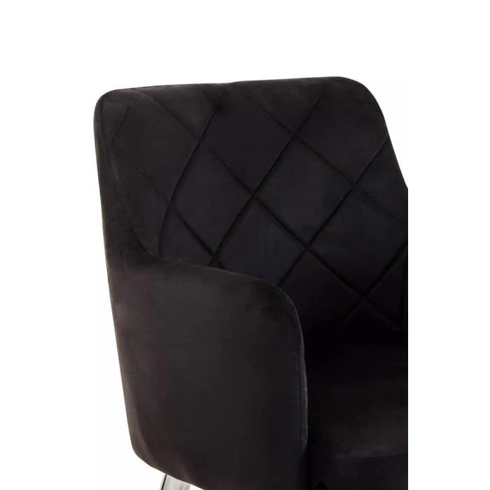 Sophia Dining Chair in Black Velvet and Chrome Metal - Image 5
