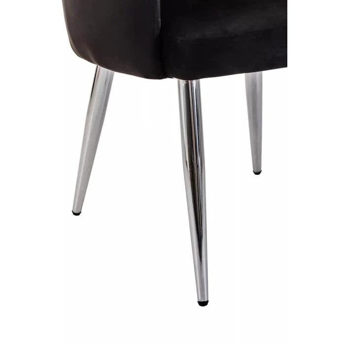 Sophia Dining Chair in Black Velvet and Chrome Metal - Image 6
