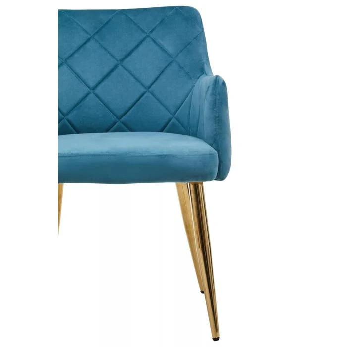 Sophia Dining Chair in Blue Velvet and Gold Metal - Image 5