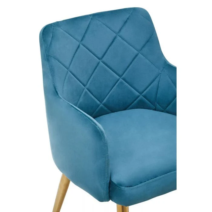Sophia Dining Chair in Blue Velvet and Gold Metal - Image 6