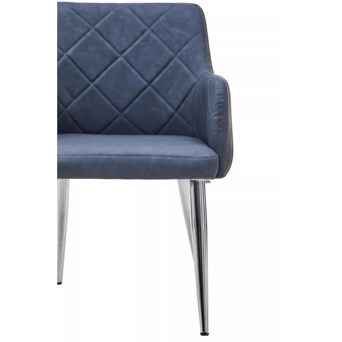 Sophia Dining Chair in Dark Grey Faux Leather and Chrome Metal - Image 5