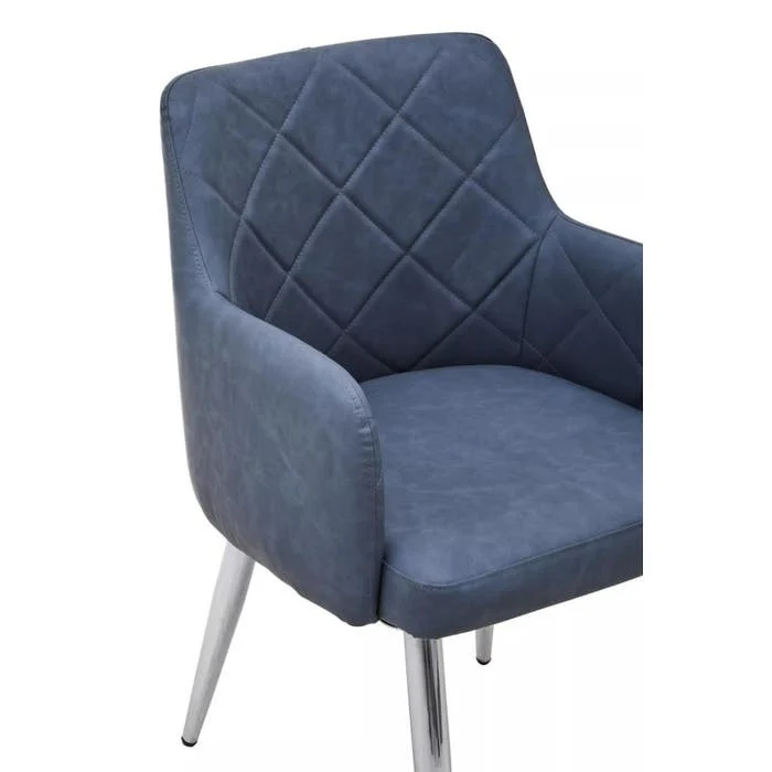 Sophia Dining Chair in Dark Grey Faux Leather and Chrome Metal - Image 6