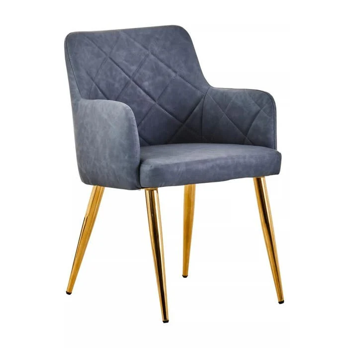 Sophia Dining Chair in Dark Grey Faux Leather and Gold Metal - Image 2