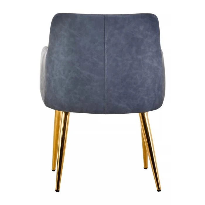 Sophia Dining Chair in Dark Grey Faux Leather and Gold Metal - Image 4