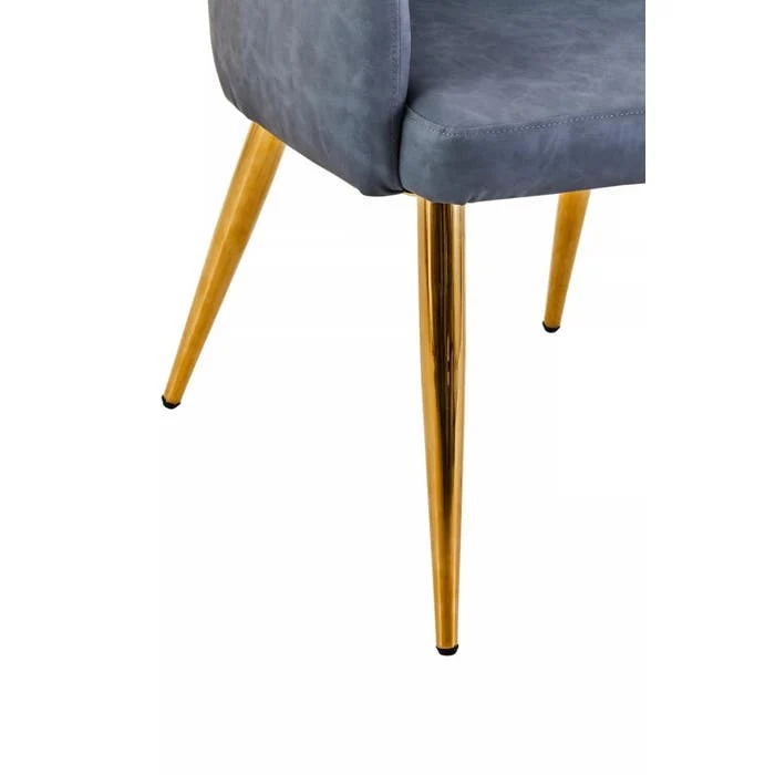 Sophia Dining Chair in Dark Grey Faux Leather and Gold Metal - Image 6