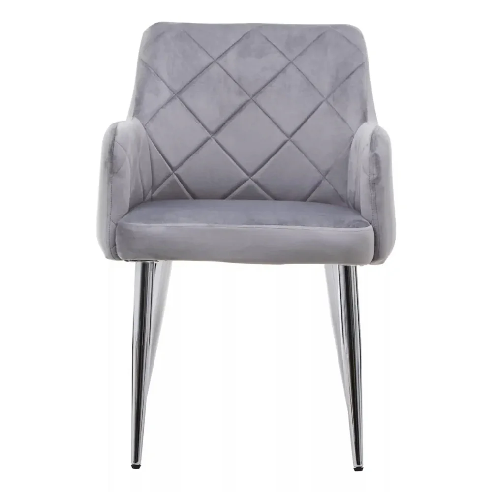 Sophia Dining Chair in Mink Velvet and Chrome Metal