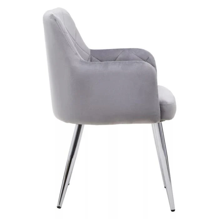 Sophia Dining Chair in Mink Velvet and Chrome Metal - Image 3