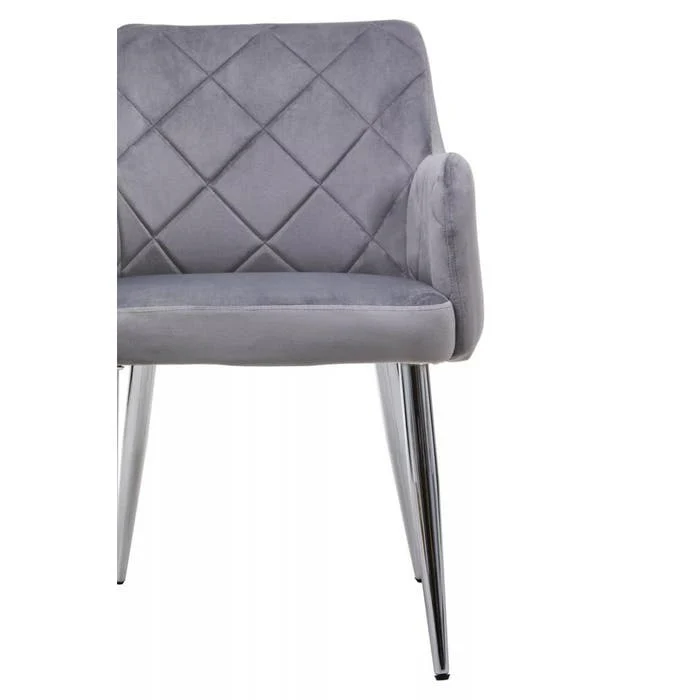 Sophia Dining Chair in Mink Velvet and Chrome Metal - Image 5