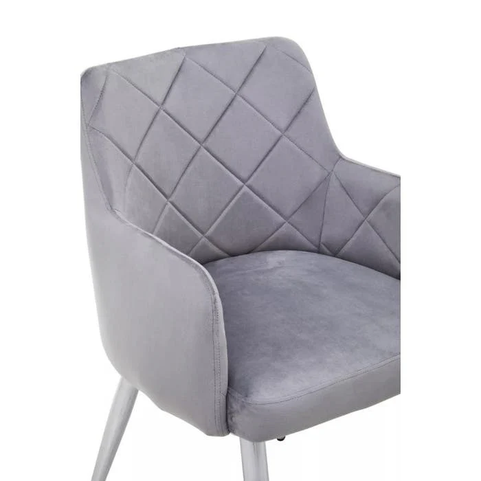 Sophia Dining Chair in Mink Velvet and Chrome Metal - Image 6