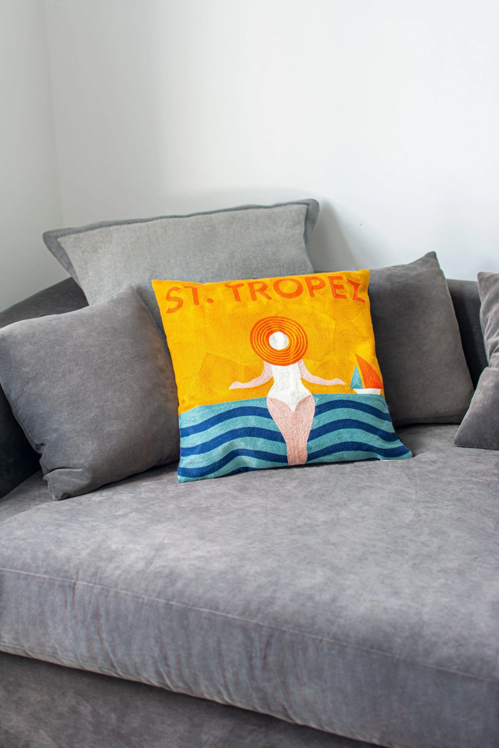 The Pillow Drop St. Tropez Needlepoint Cushion - Image 3