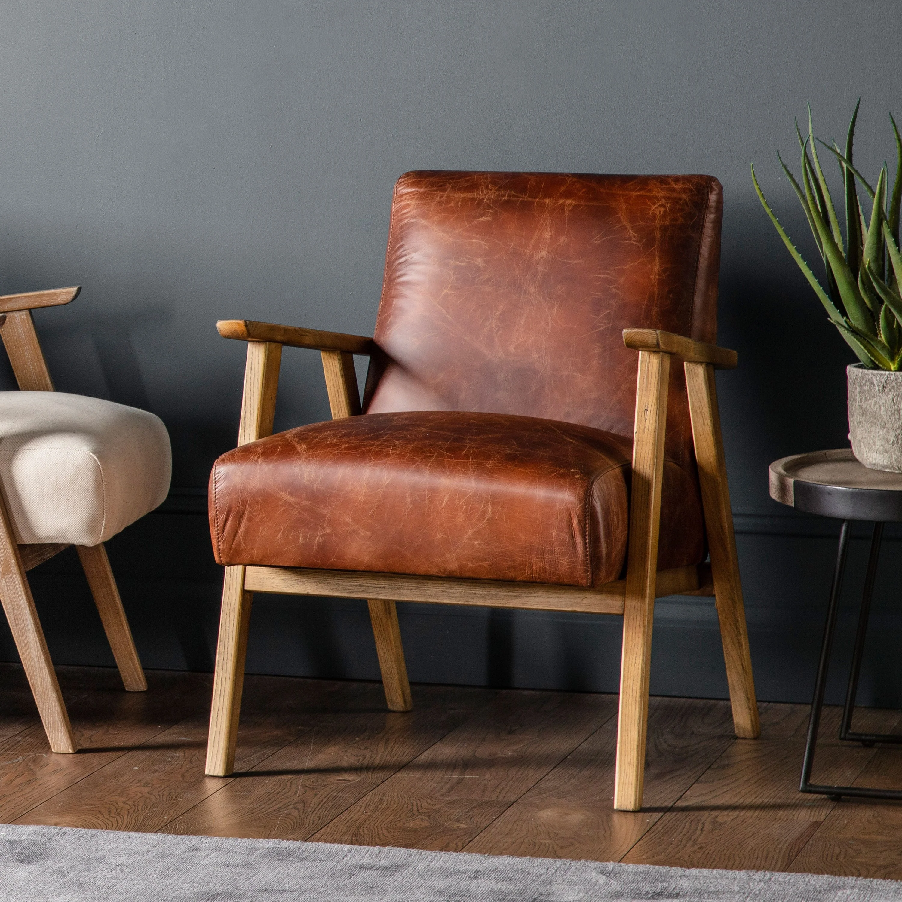 Sutton Armchair – Vintage Brown Leather - Image 2