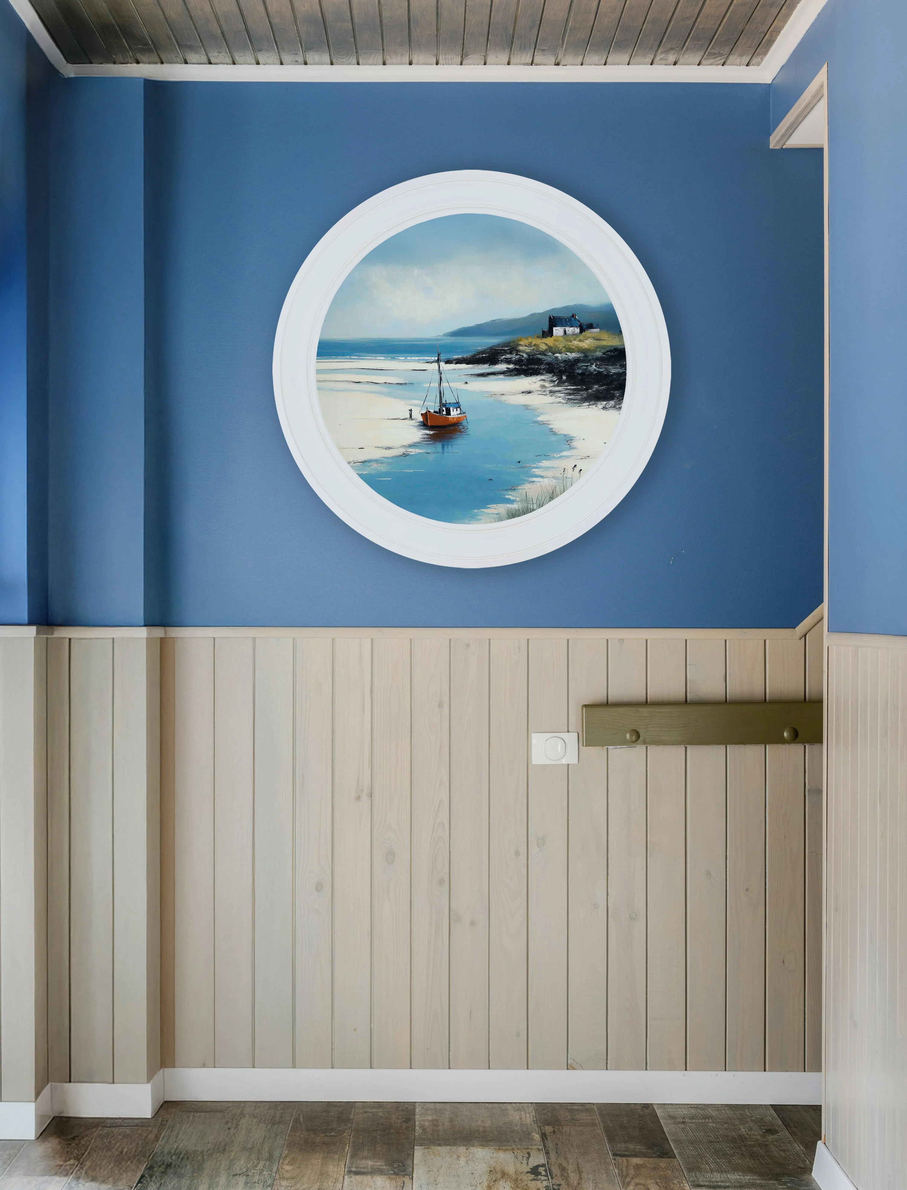 The Coastal Boat - Oxford White Round Frame - Image 5