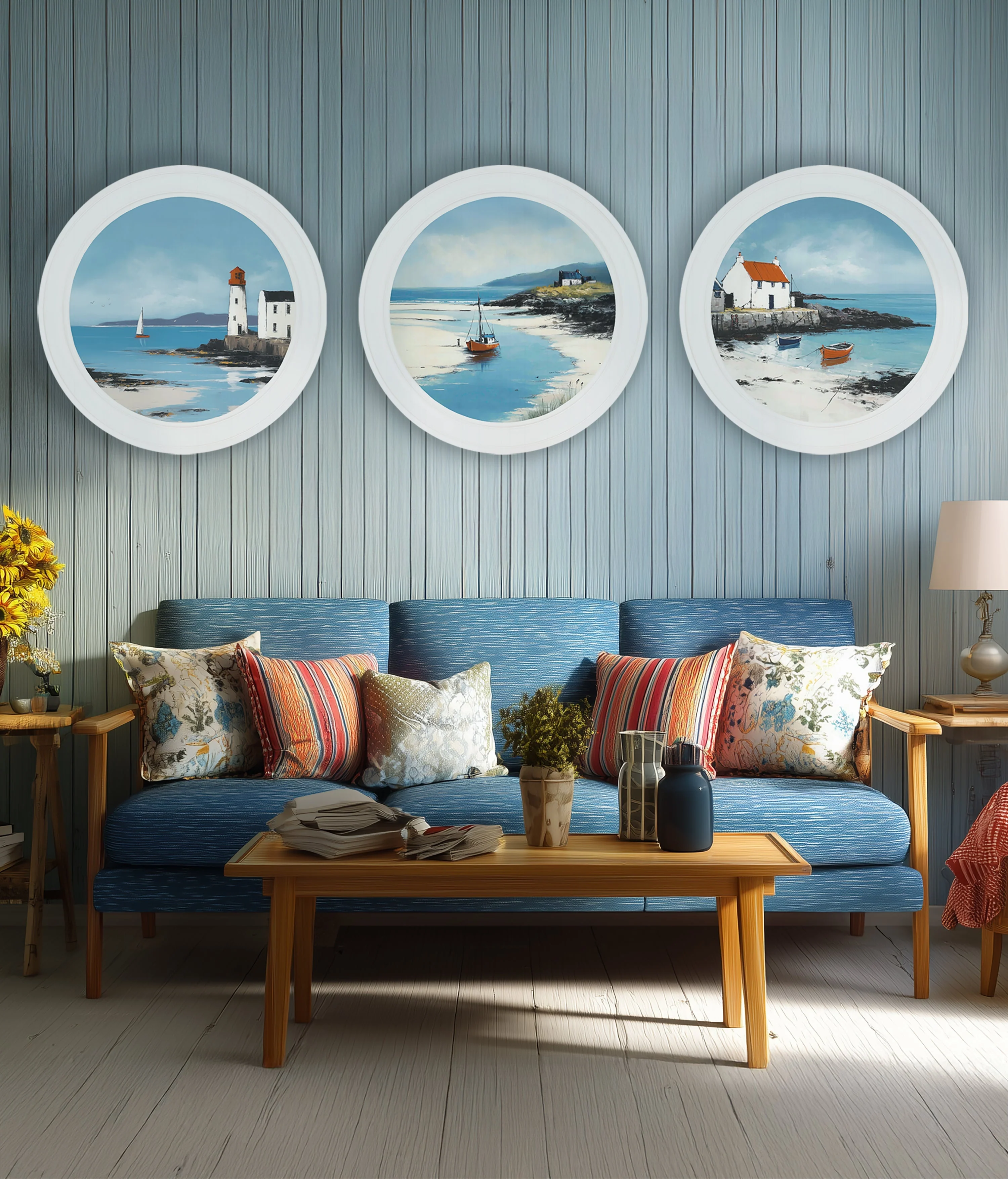 The Coastal Boat - Oxford White Round Frame - Image 6