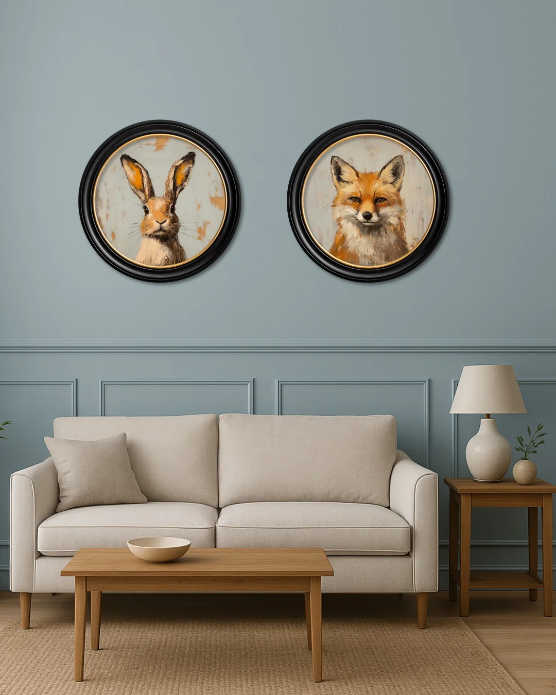 The Fox & The Hare - Oxford Round Frame - Image 4