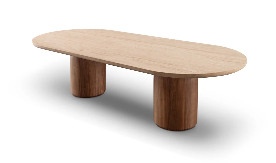 Tommy Franks Basilca Dining Table - 270cm - Walnut Travertine - Image 2