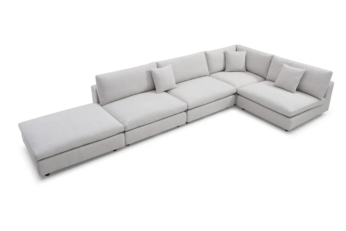 Tommy Franks Blanco 5 Piece Modular Sofa – Avery Velour Cream - Image 3