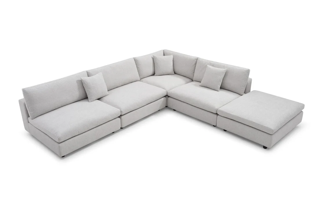 Tommy Franks Blanco 5 Piece Modular Sofa – Avery Velour Cream - Image 4