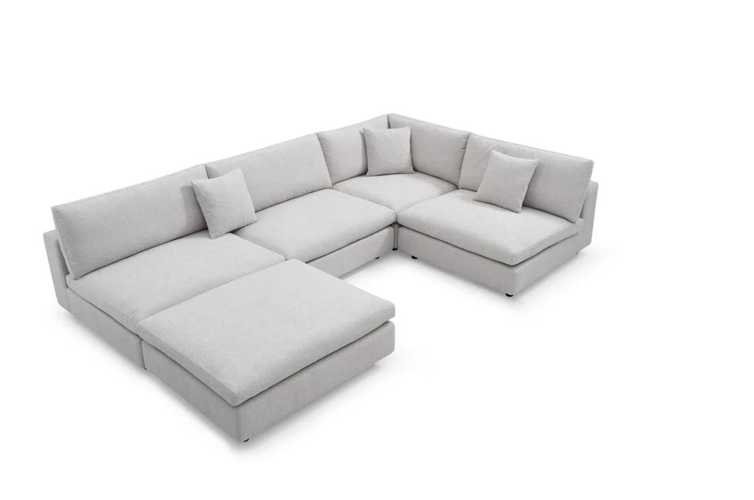 Tommy Franks Blanco 5 Piece Modular Sofa – Avery Velour Cream - Image 5
