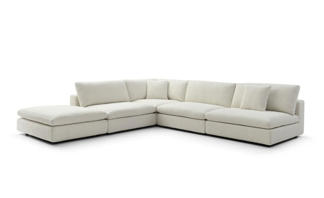 Tommy Franks Blanco 5 Piece Modular Sofa – Chex Polar Bouclé - Image 3