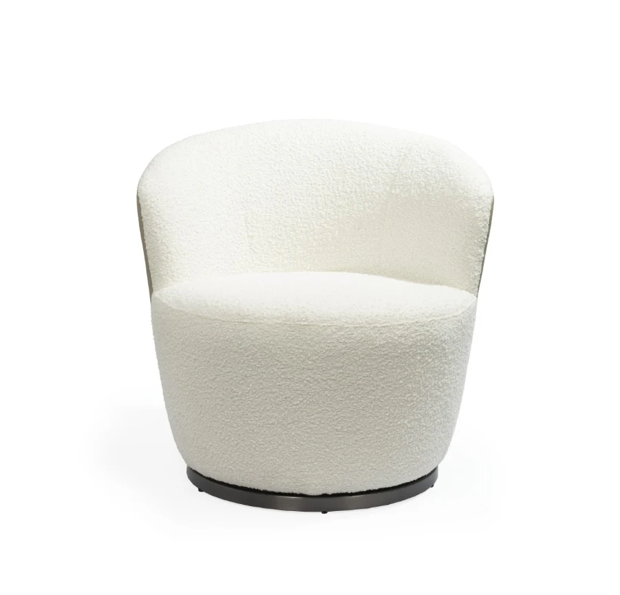 Tommy Franks Derry Swivel Chair – Chex Boucle Polar & Concrete Grey - Image 2