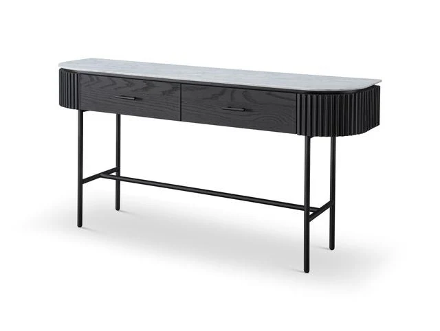 Tommy Franks Lantine Marble Console Table – Matte Black - Image 2