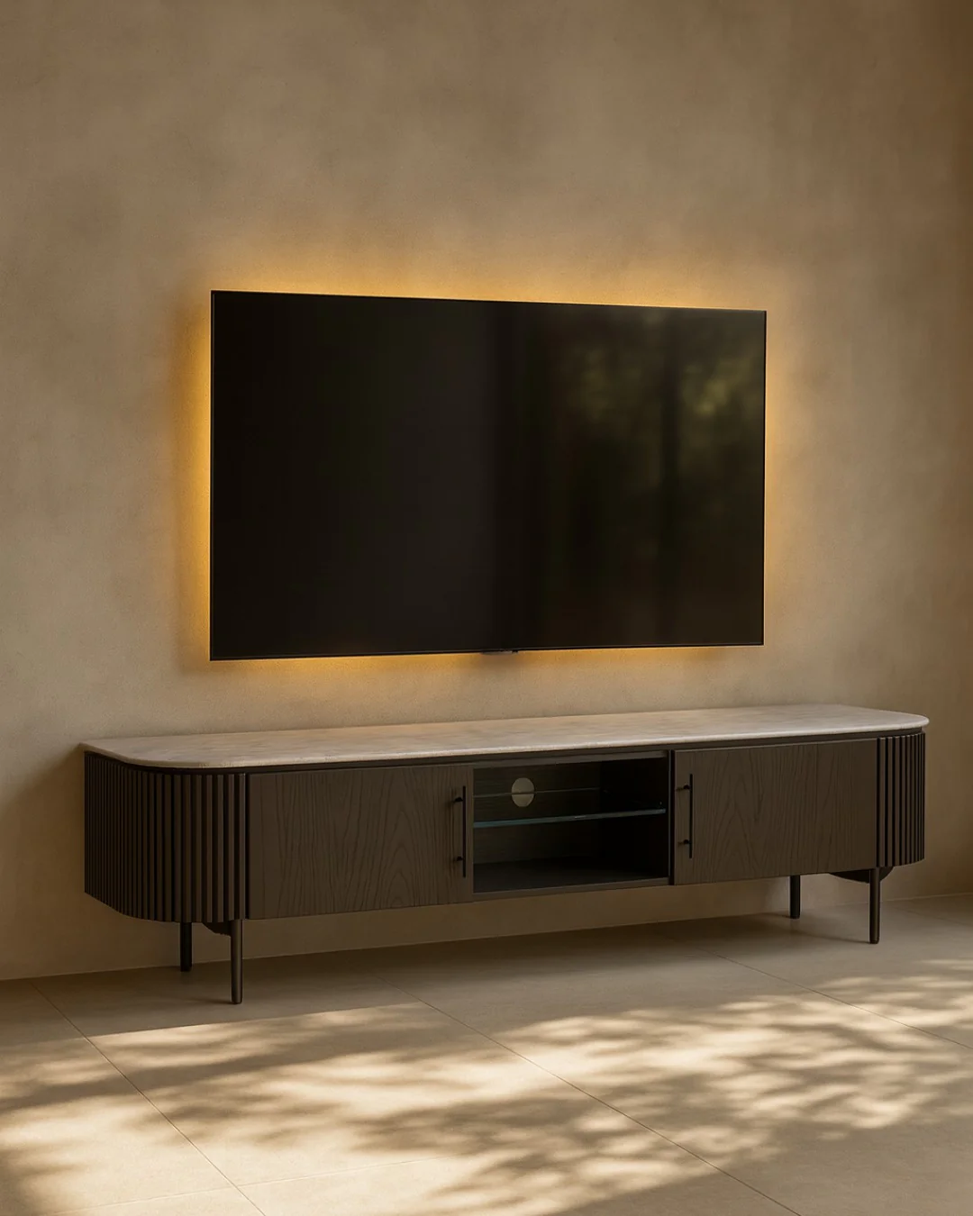 Tommy Franks Lantine Marble TV Unit – Black Oak - Image 4