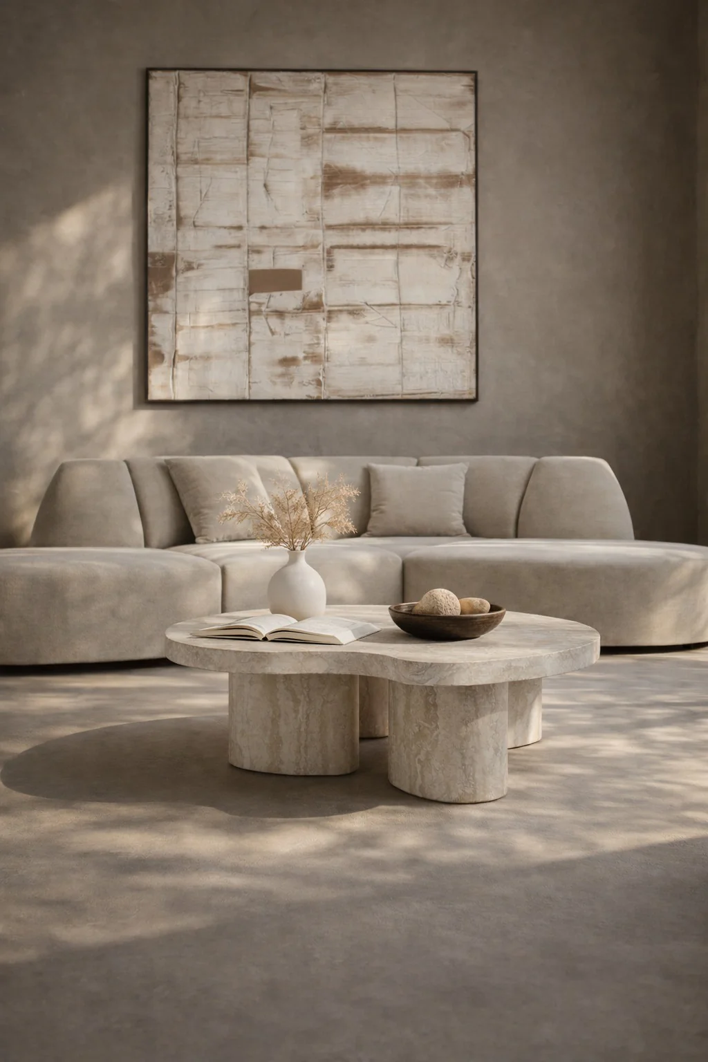Tommy Franks Lilac Coffee Table – Faux Travertine - Image 4