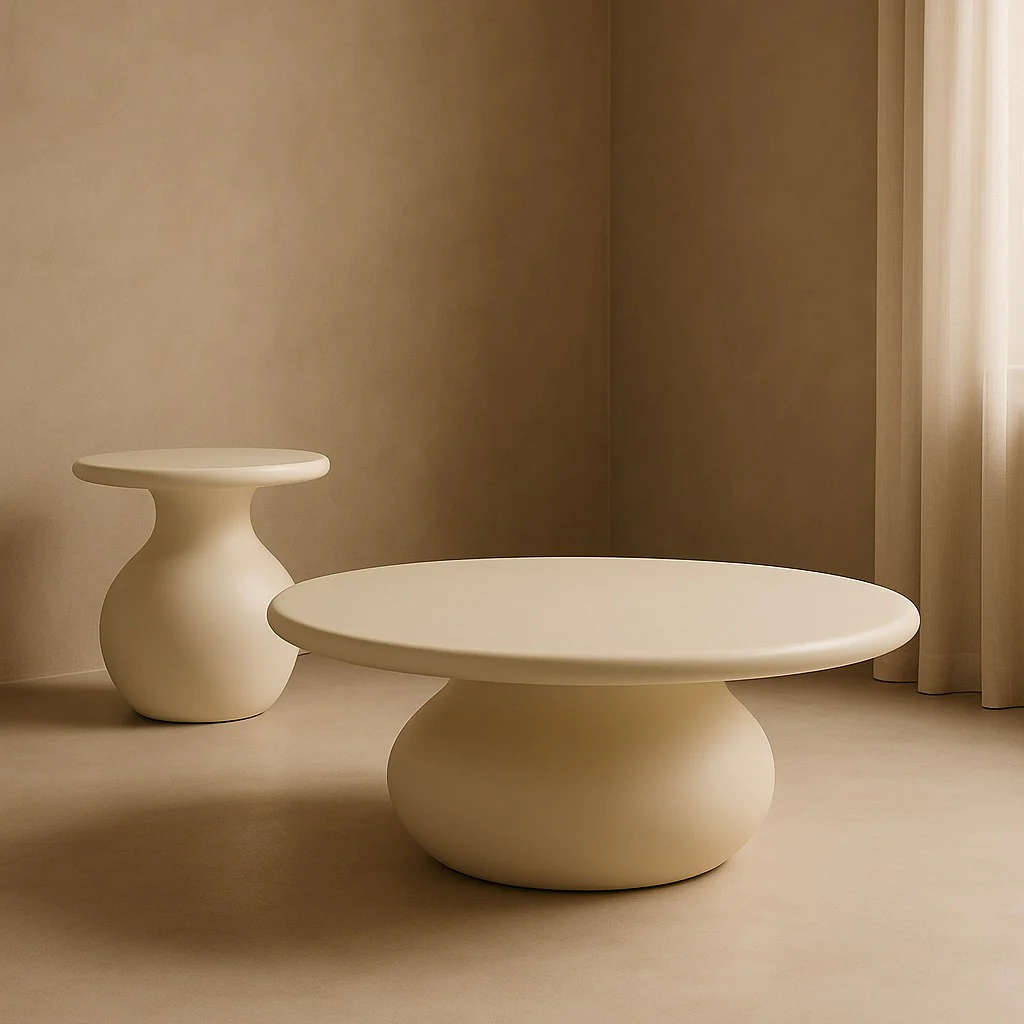 Tommy Franks Rolo Side Table – Matte Beige - Image 2